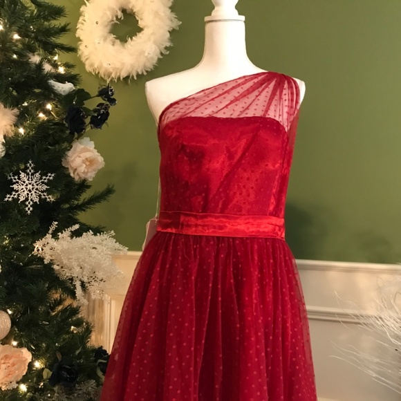 Red holiday Cocktail party dress - Picture 2 of 8